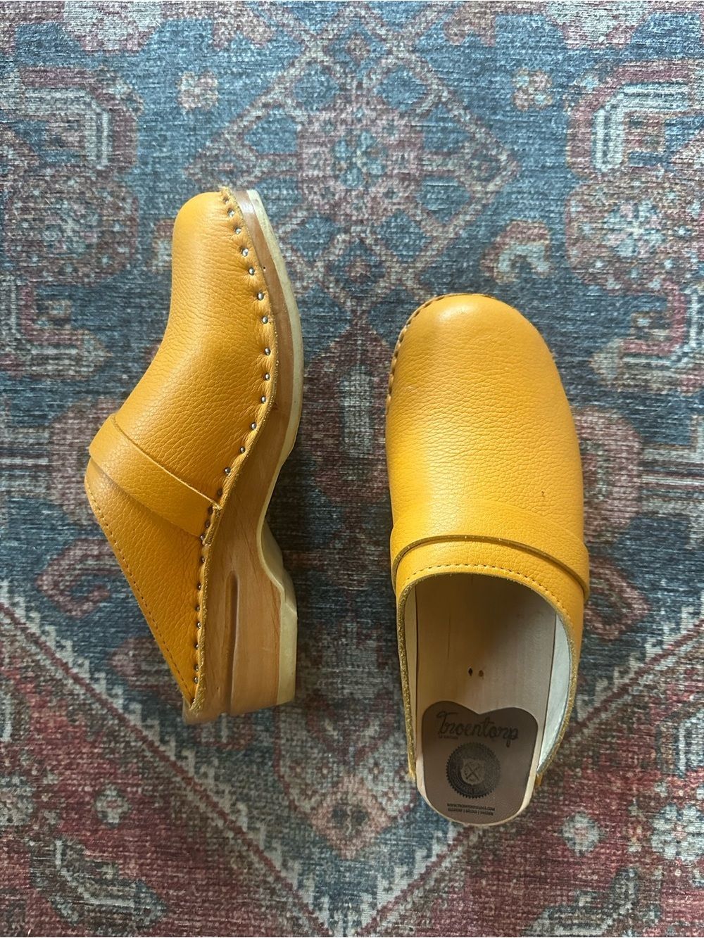 Troentorp Da Vinci Slip-On Leather Clogs in Ochre Yellow - Picture 3 of 8